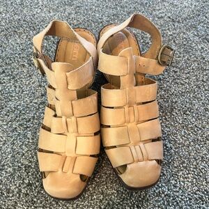 NWOT BORN Hartley Slingback Platform Sandal Natural Tan Leather Size 10